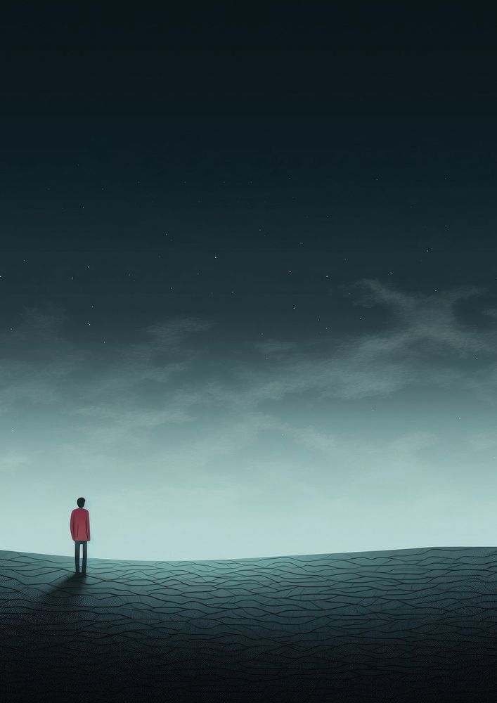 illustration of sad person standing alone. AI generated Image by rawpixel.