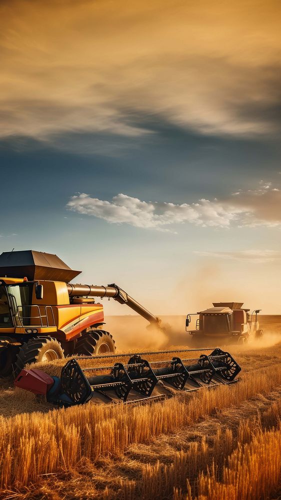 Harvest field agriculture harvester. AI generated Image by rawpixel.