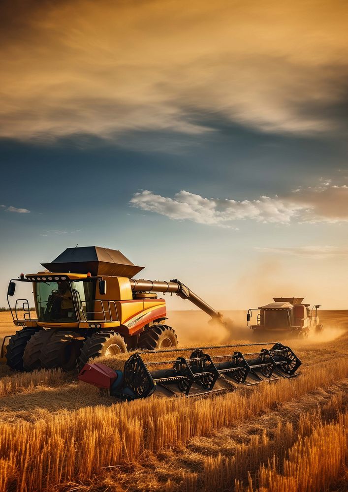 Harvest field agriculture harvester. AI generated Image by rawpixel.