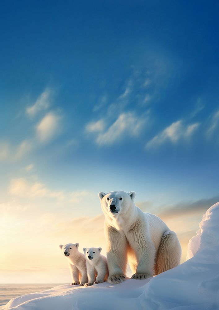 photo of polar bears in the arctic. AI generated Image by rawpixel.