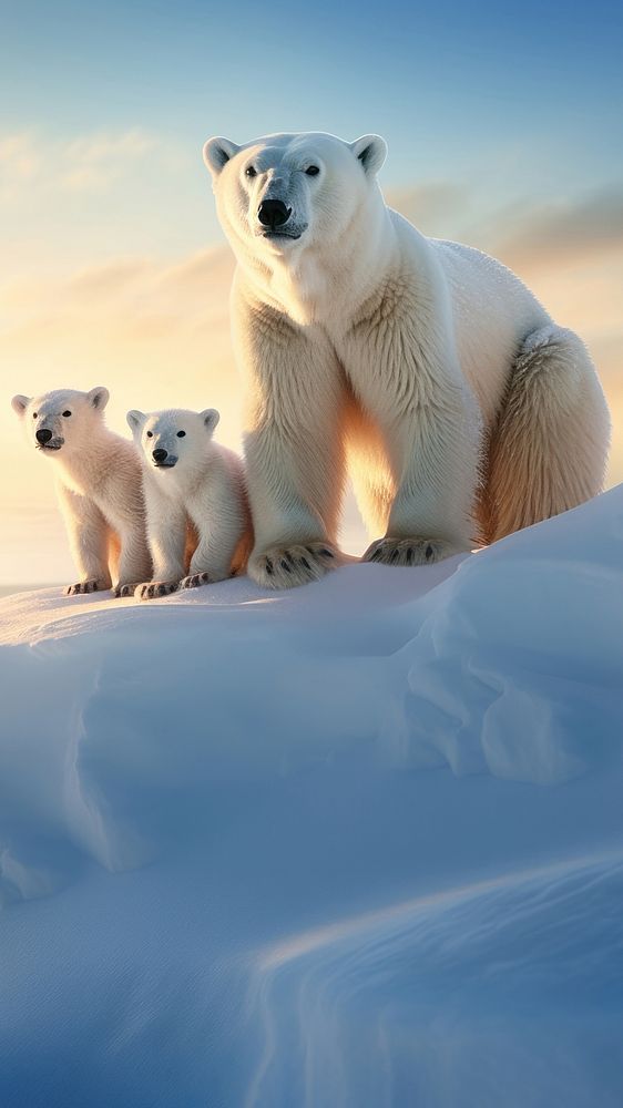 photo of polar bears in the arctic. 