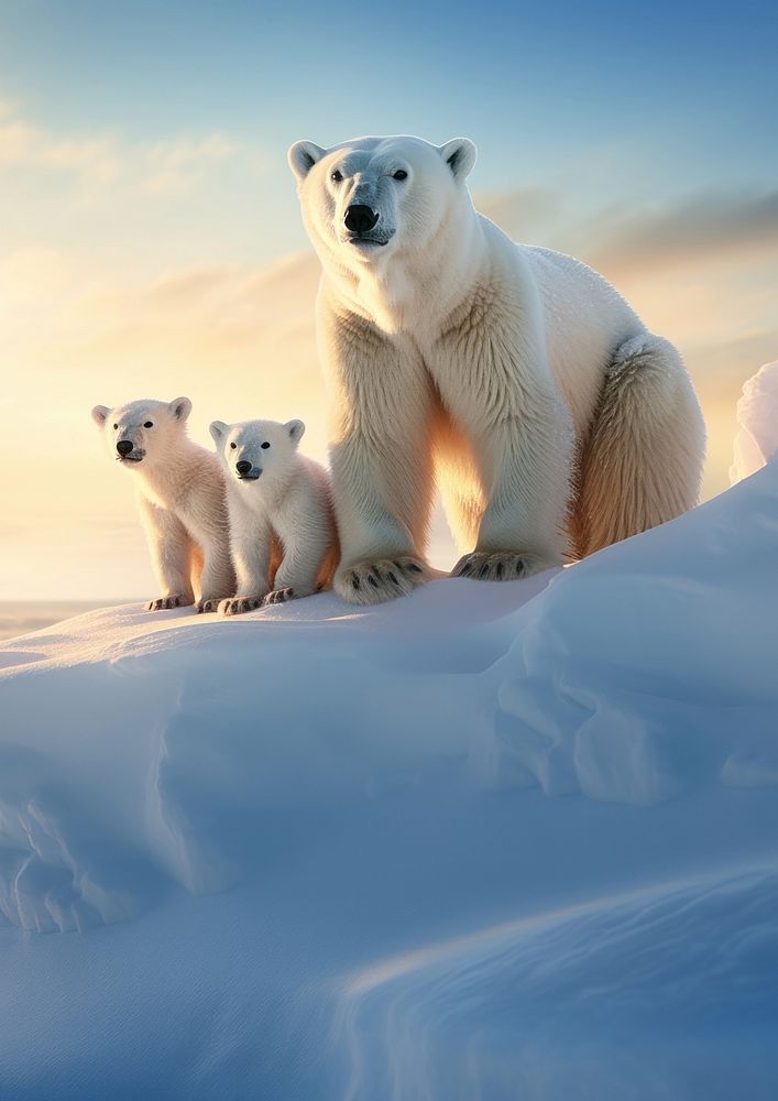 photo of polar bears in the arctic. 