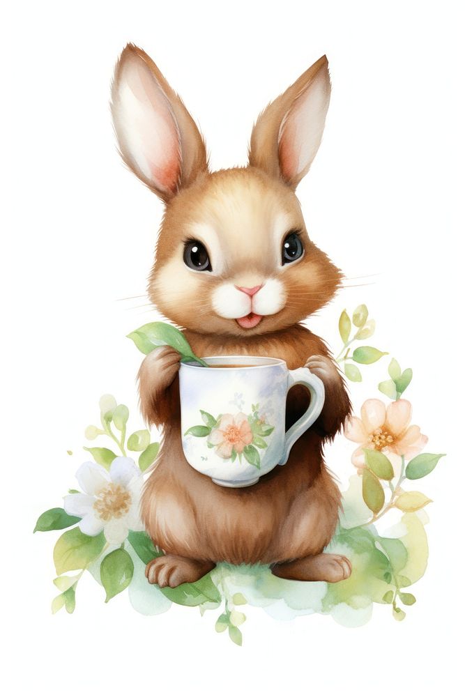 Rabbit character animal cup mammal. AI generated Image by rawpixel.