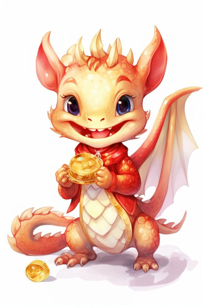 Red dragon Chinese animal cute baby. AI generated Image by rawpixel.