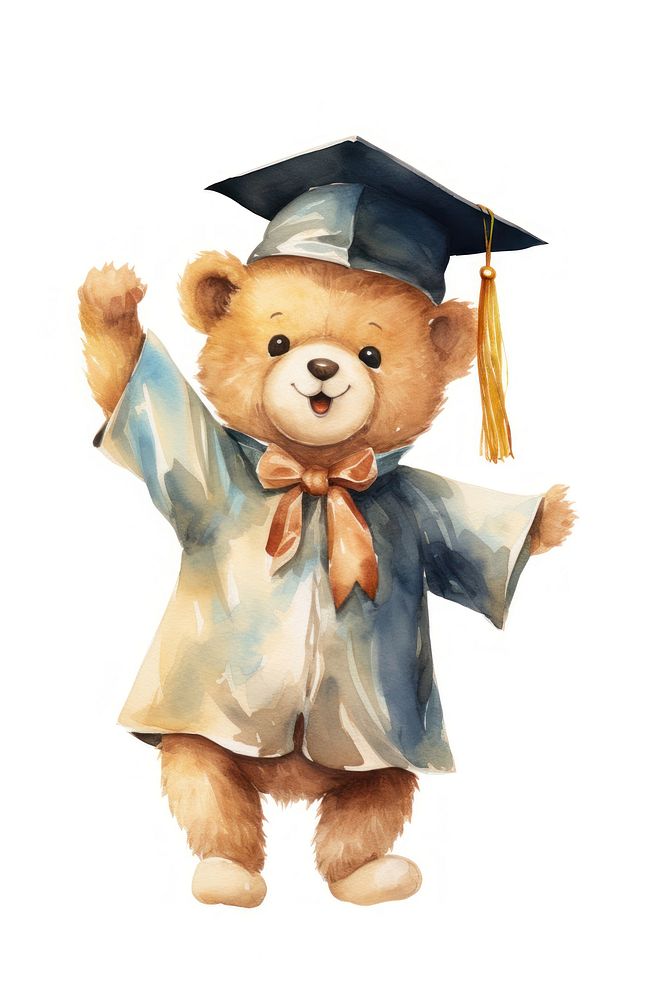 Graduation bear standing mammal. AI generated Image by rawpixel.