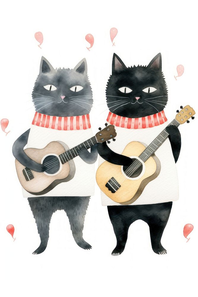 Black cats guitar mammal animal. AI generated Image by rawpixel.