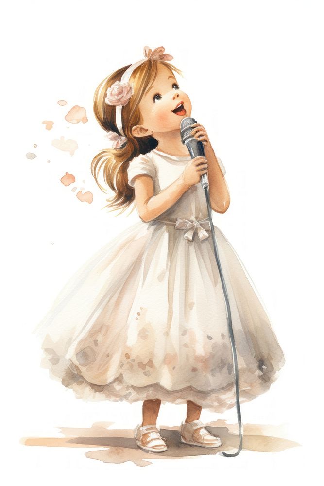 Girl dress microphone standing. AI generated Image by rawpixel.