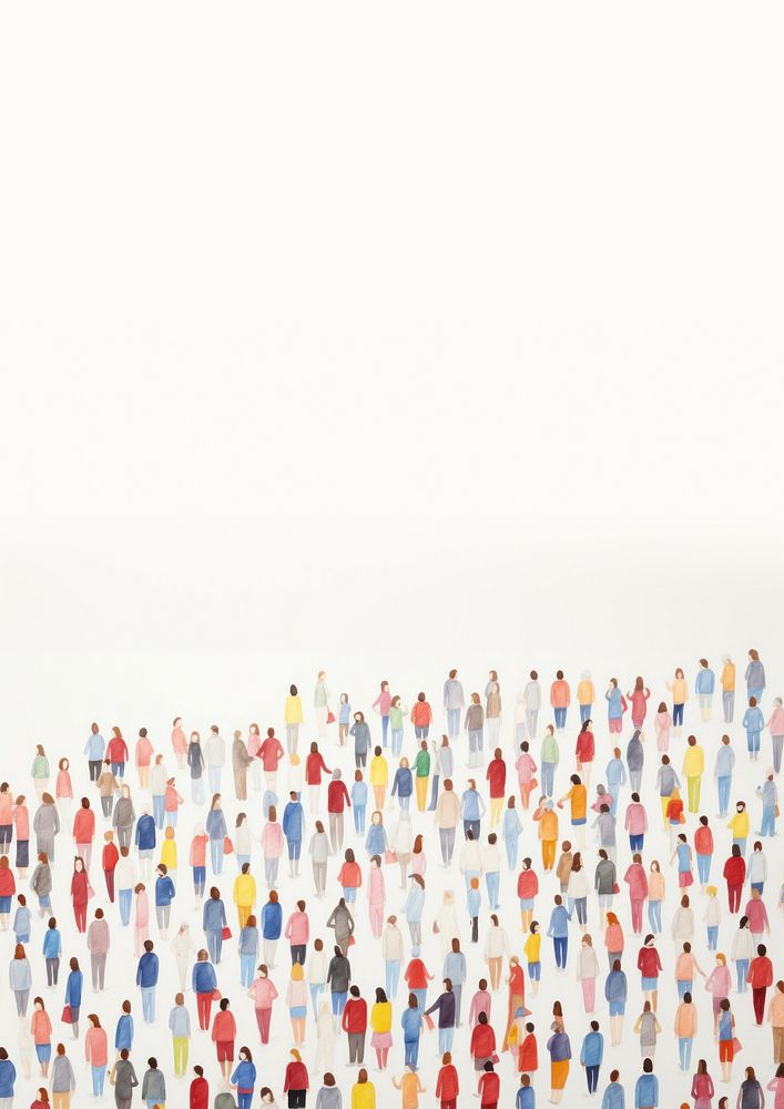 Colored pencil texture illustration of crowd. AI generated Image by rawpixel. 