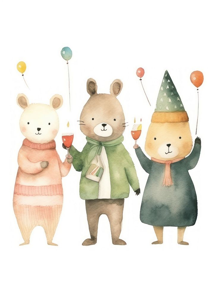 Champagne party cute bear. AI generated Image by rawpixel.