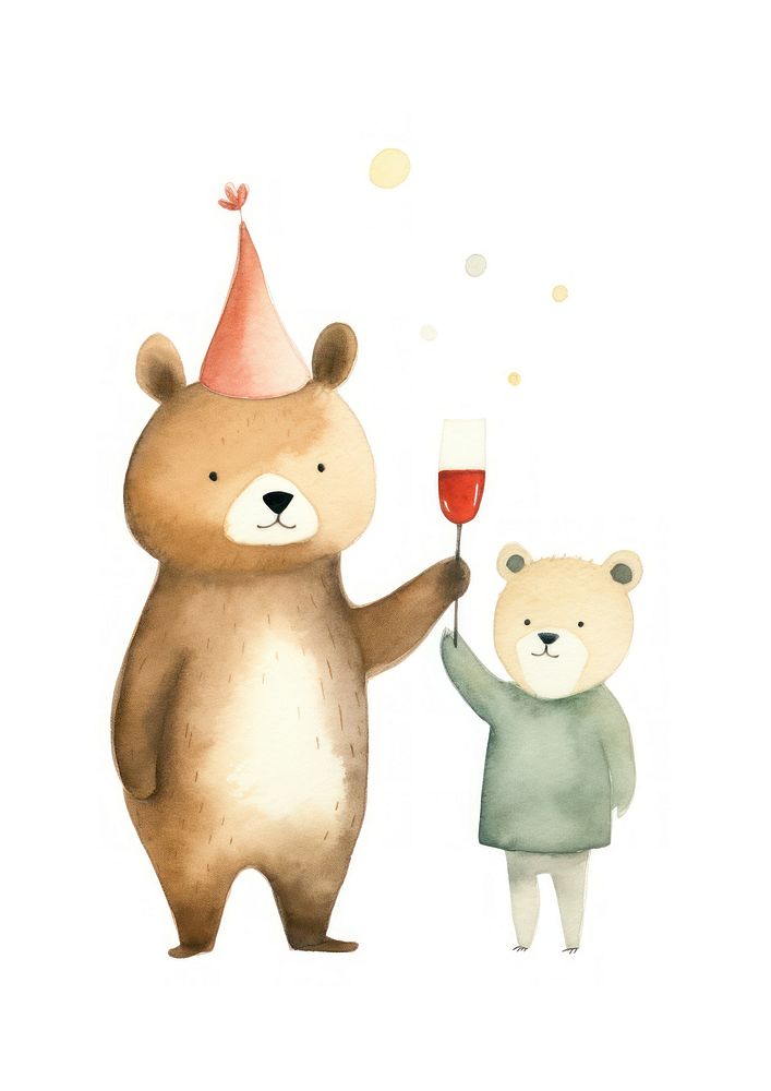 Bear champagne mammal party. AI generated Image by rawpixel.