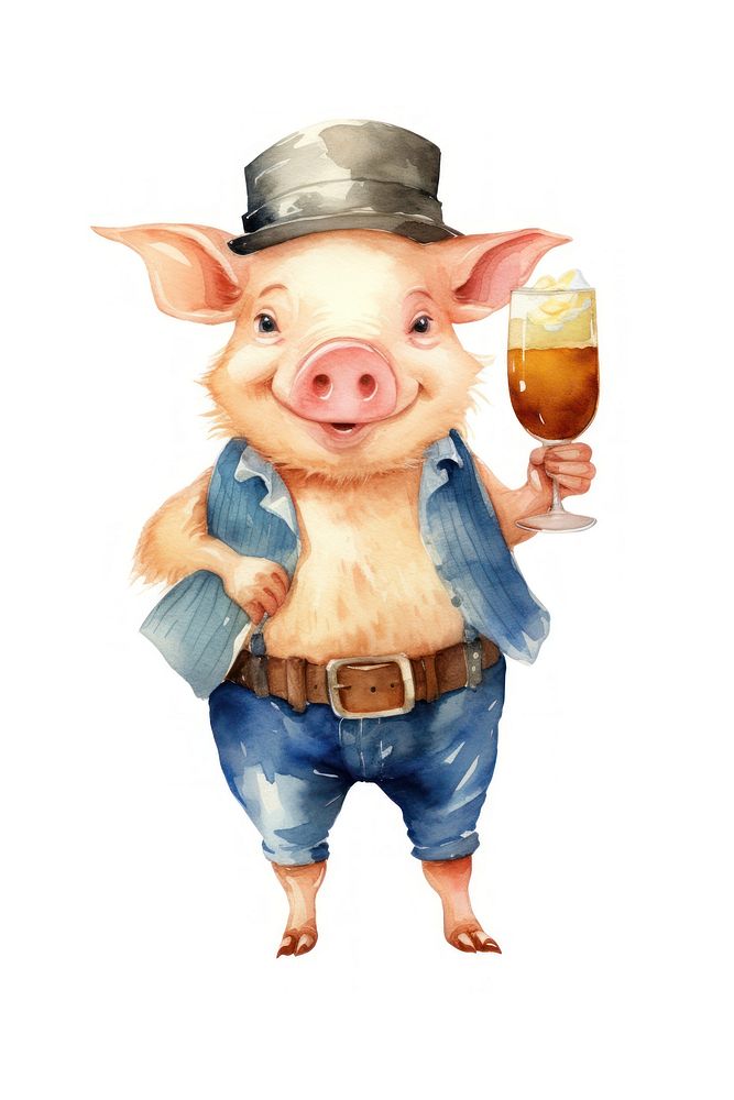 Pig drinking mammal animal. AI generated Image by rawpixel.