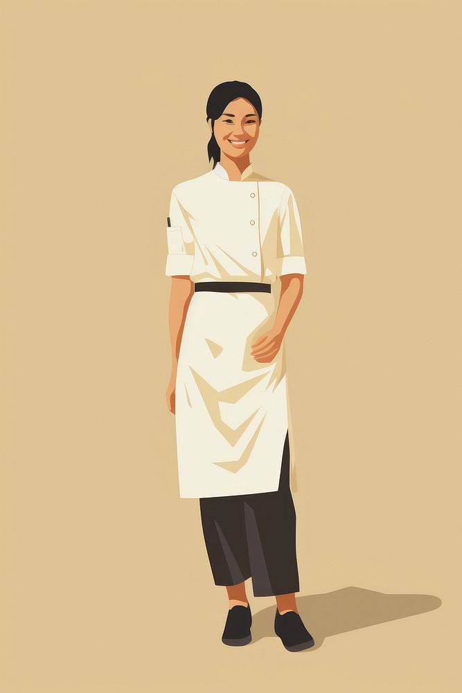 Asian chef woman standing smiling face. 