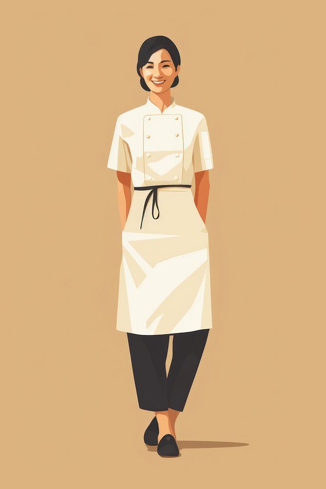 Asian chef woman smiling adult face. 