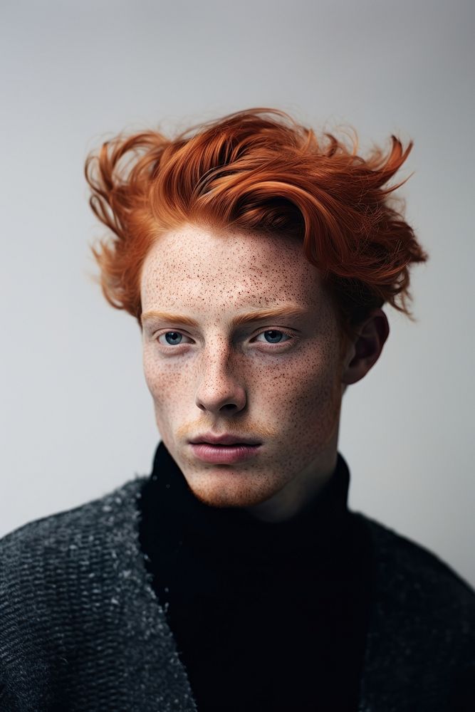Freckle man red hair portrait photography adult. AI generated Image by rawpixel.