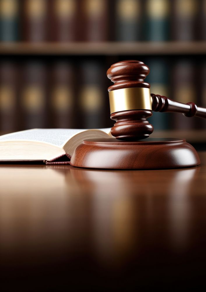 photo of a wooden judge gavel on a law book.  