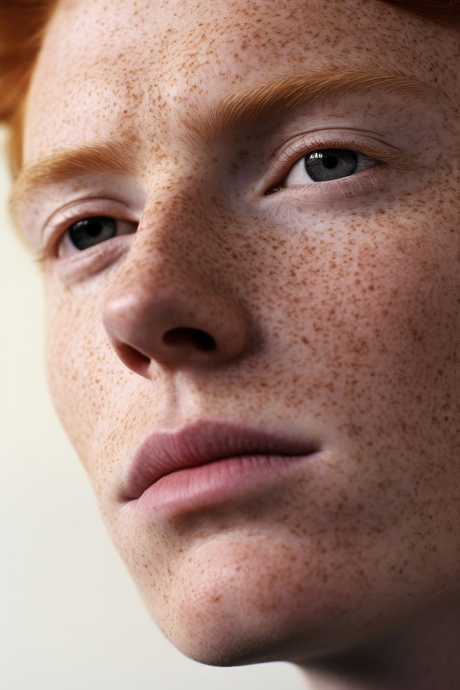 Freckle man skin face forehead. AI generated Image by rawpixel.