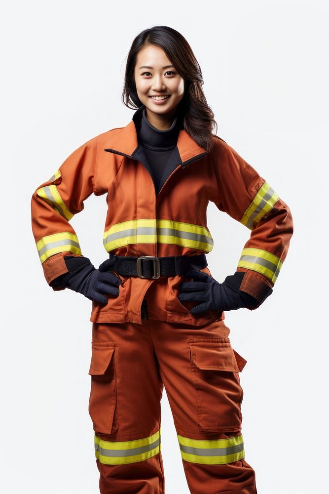Smiling asian Female Firefighter firefighter female adult. AI generated Image by rawpixel.