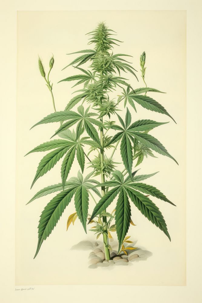 cannabis plant drawing