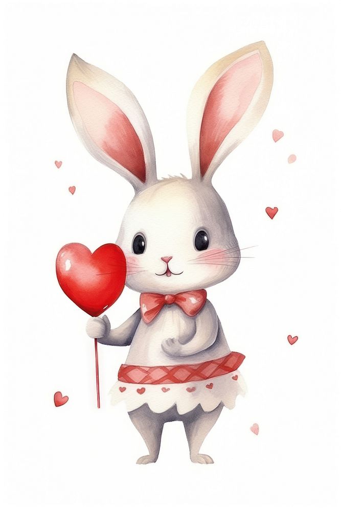 A bunny holding heart representation celebration creativity. 