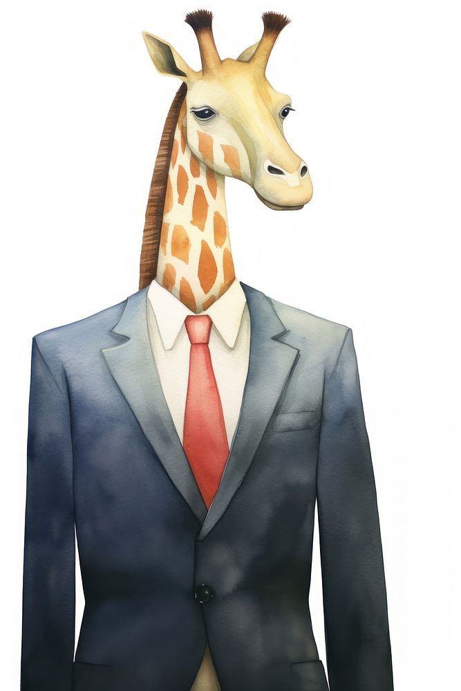 Giraffe-businessperson animal mammal blazer. AI generated Image by rawpixel.
