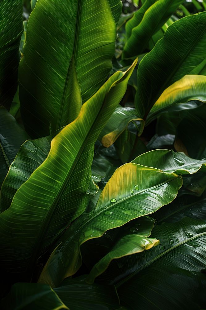 Banana leaves nature green outdoors. 