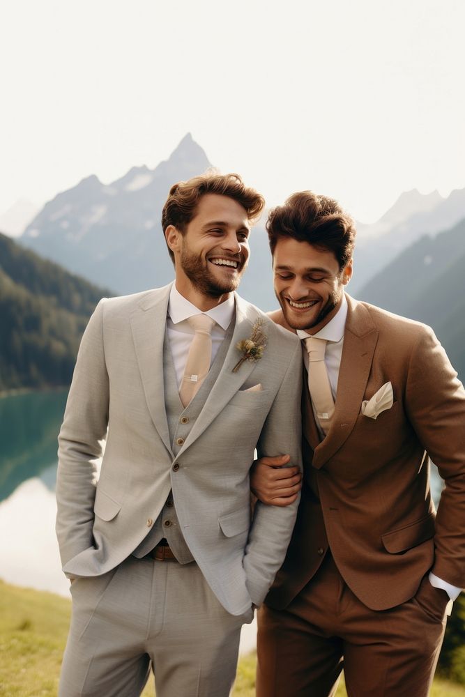 Grooms photography mountain portrait. AI generated Image by rawpixel.
