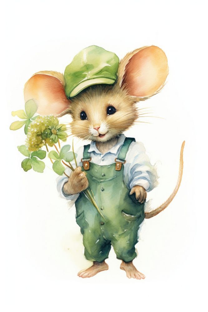 Mouse farmer animal holding cartoon. 