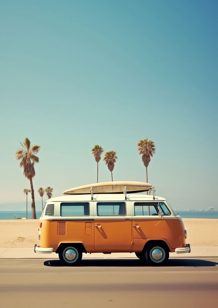 Caravan by the beach. AI generated Image by rawpixel.