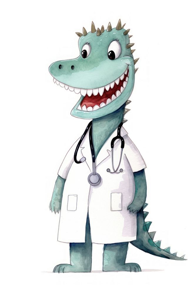 Cartoon doctor animal white background. AI generated Image by rawpixel.