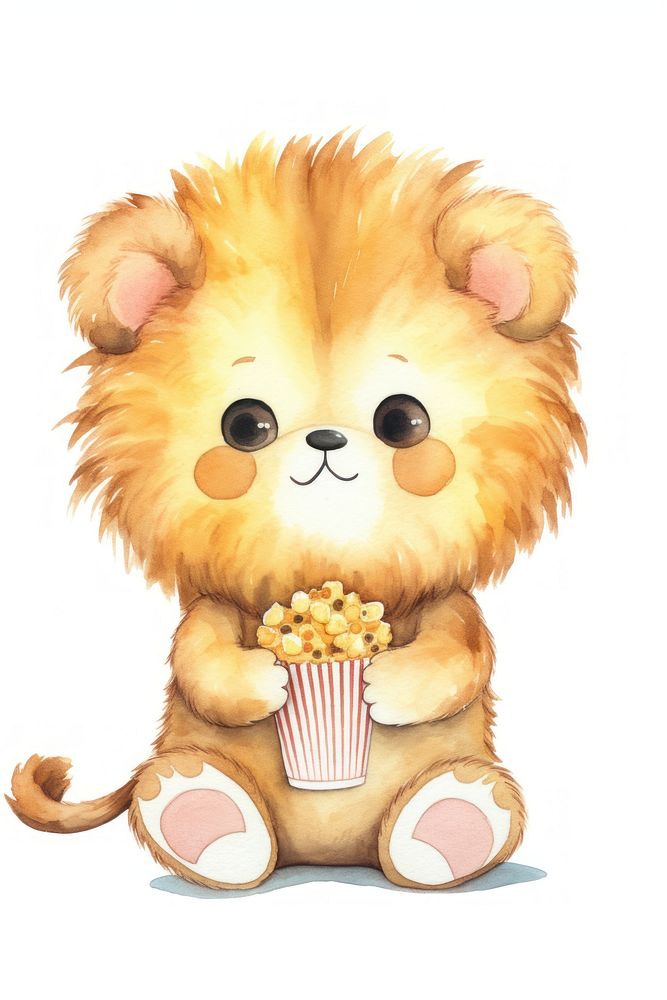 Popcorn cartoon mammal animal. AI generated Image by rawpixel.