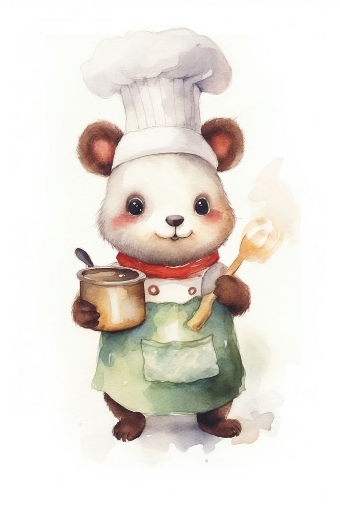 Characters ferret cooking cartoon cute representation. AI generated Image by rawpixel.
