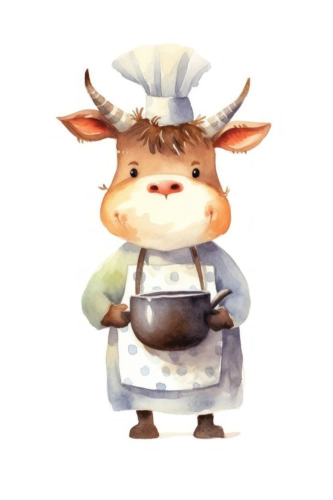 Characters cow cooking cartoon cattle mammal. AI generated Image by rawpixel.
