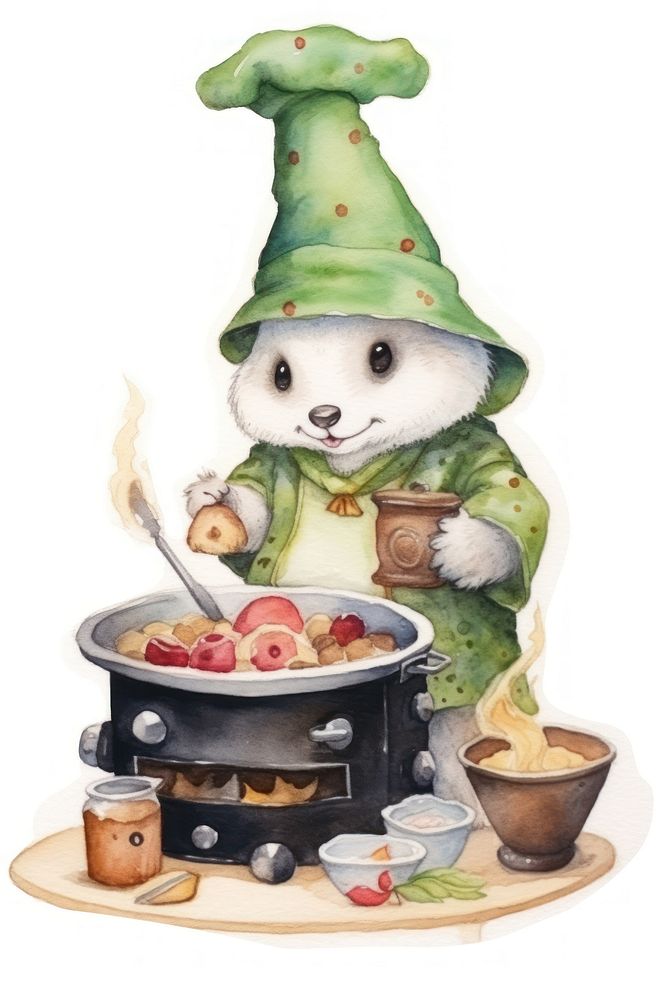 Characters ferret cooking cartoon food representation. AI generated Image by rawpixel.