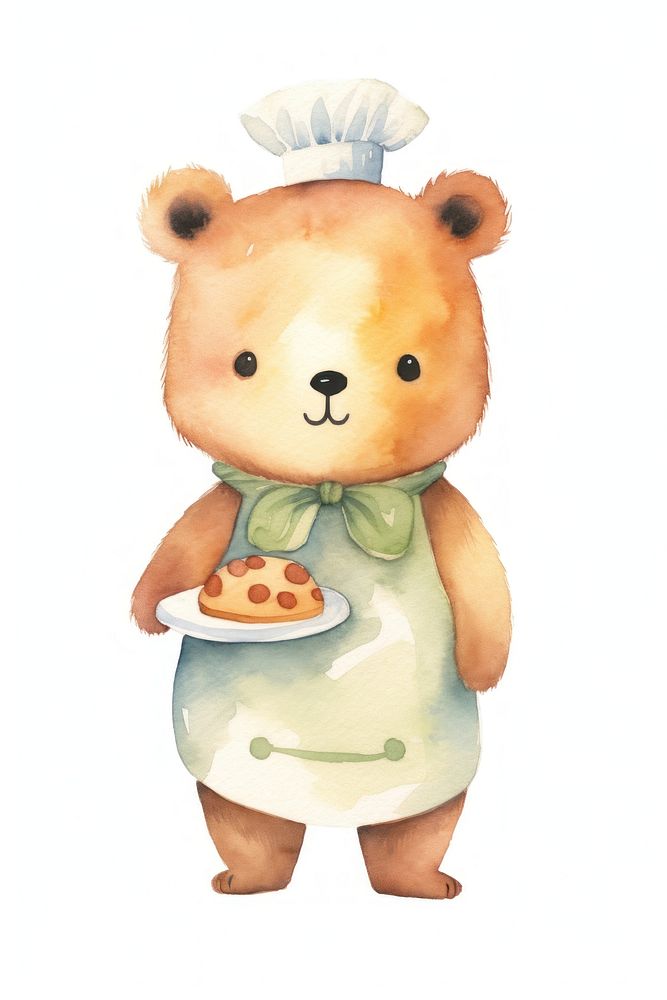 Cartoon cute bear white background. AI generated Image by rawpixel.
