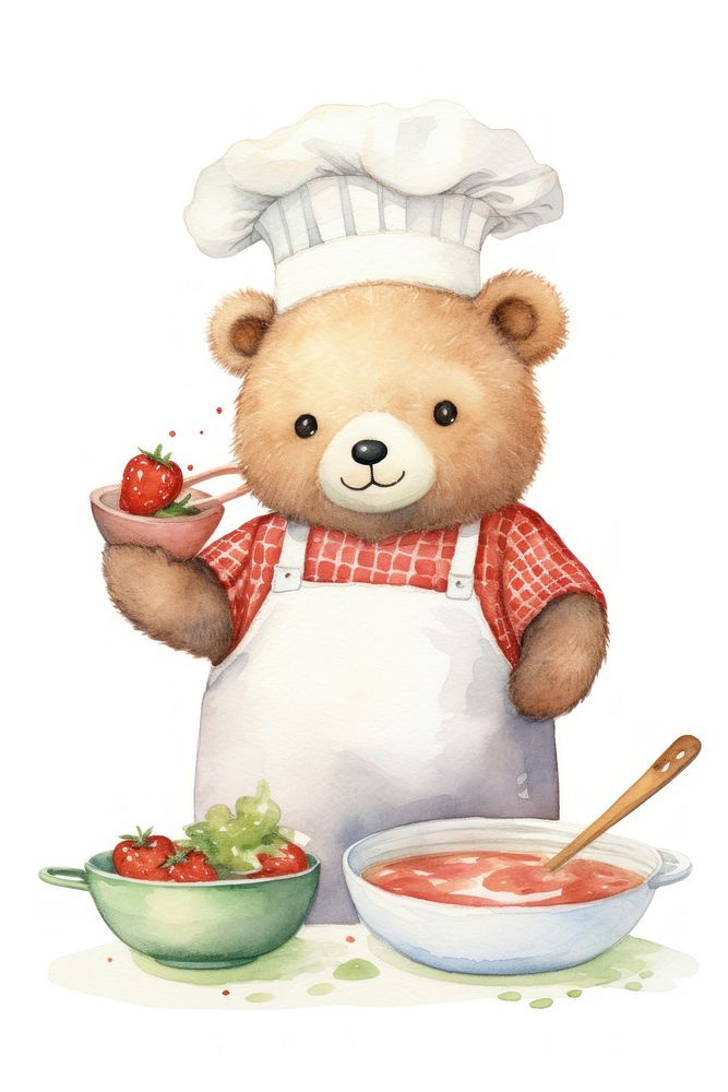 Bear cooking cartoon food cute. AI generated Image by rawpixel.