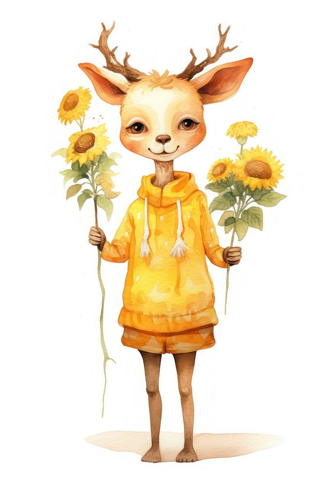 Deer flower sunflower sweater. AI generated Image by rawpixel.