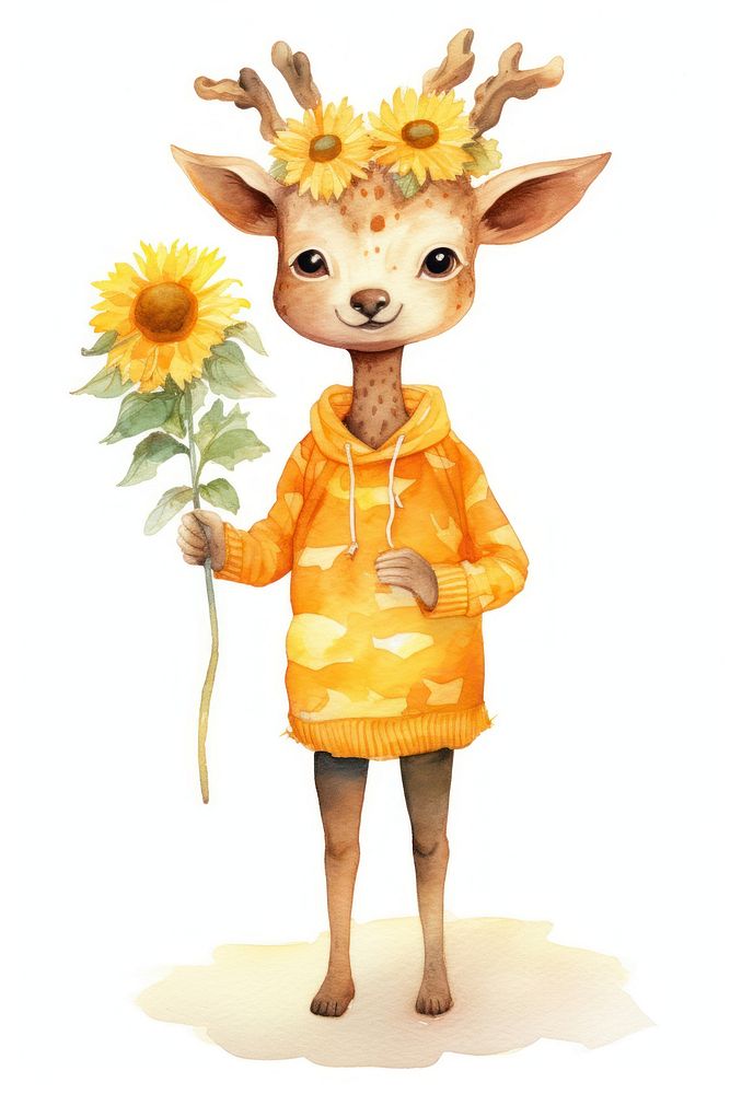 Deer sunflower sweater animal. 