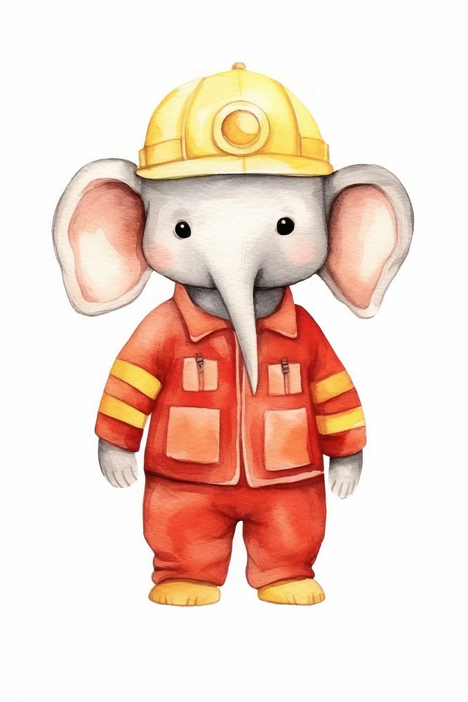 Elephant firefighter costume cartoon helmet cute. AI generated Image by rawpixel.