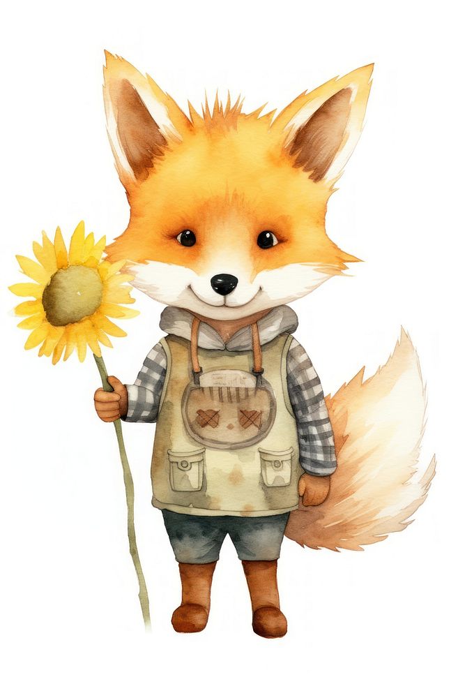 Fox flower mammal animal. AI generated Image by rawpixel.