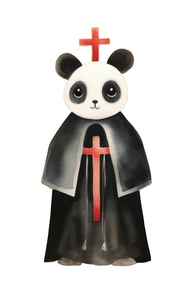 Panda priest costume cartoon symbol mammal. AI generated Image by rawpixel.