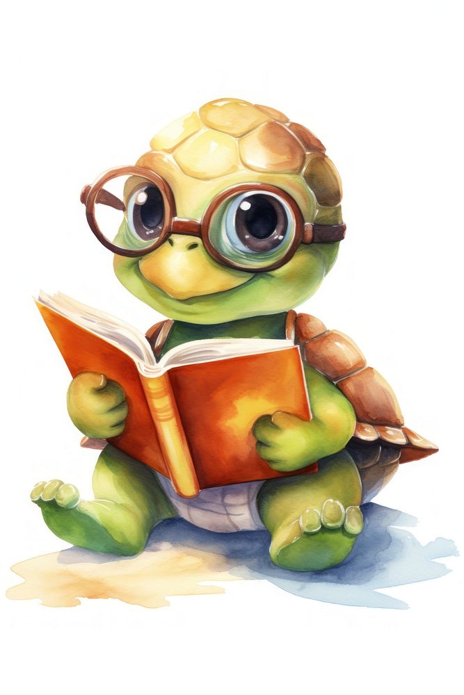 Tortoise philosopher reading book animal. AI generated Image by rawpixel.