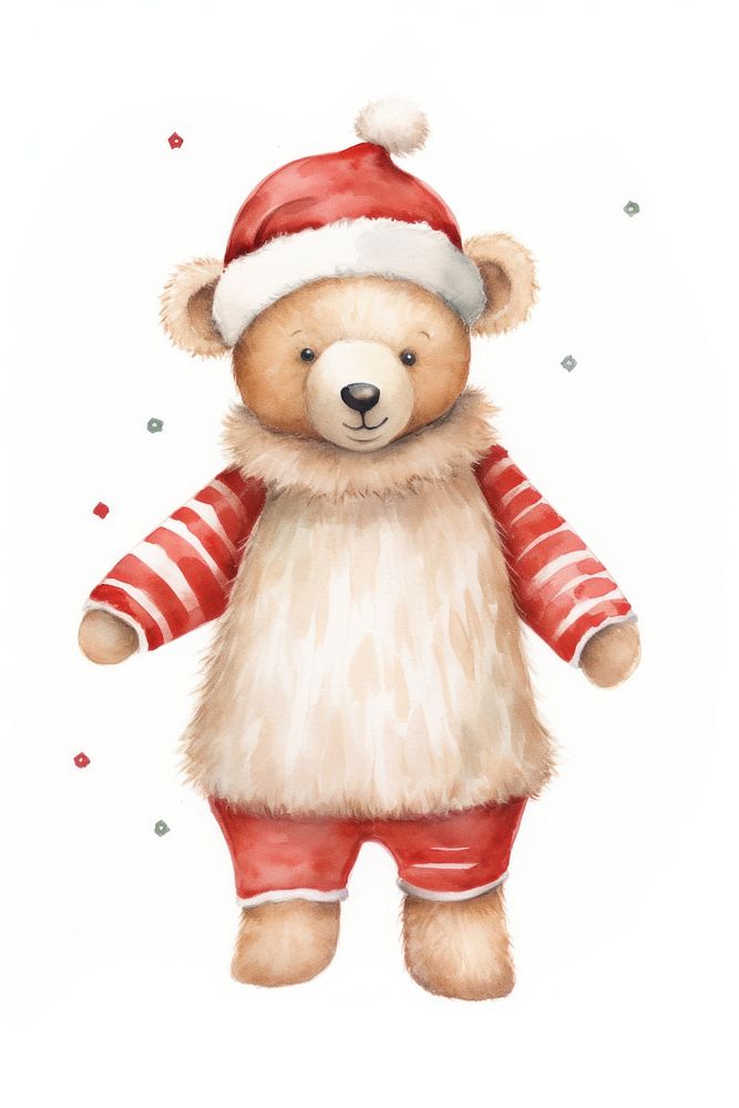 Christmas teddy bear costum drawing cute toy. AI generated Image by rawpixel.