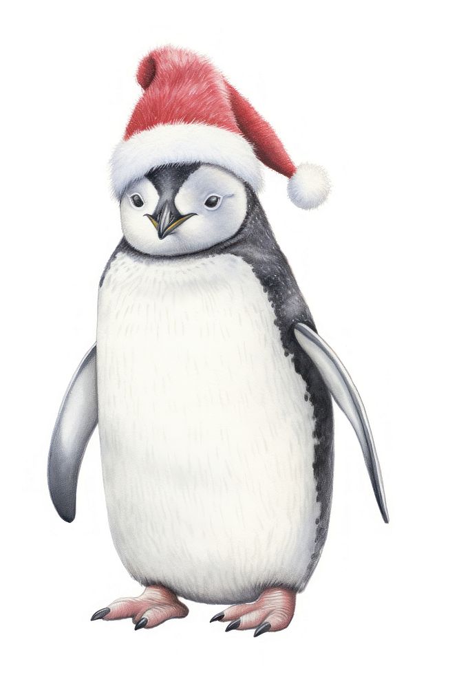 Christmas penguin drawing animal bird. AI generated Image by rawpixel.