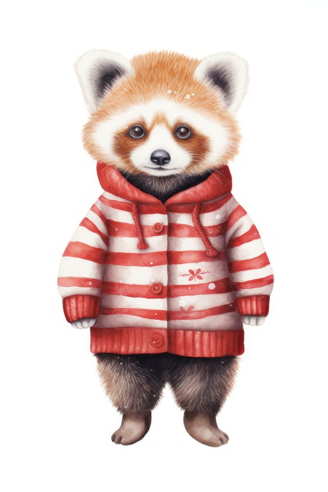 Christmas day red panda costum mammal cute white background. AI generated Image by rawpixel.