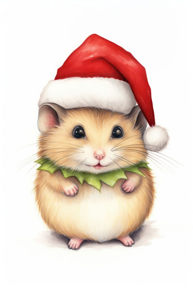 Hamster wearing a christmas hat rat rodent mammal. AI generated Image by rawpixel.