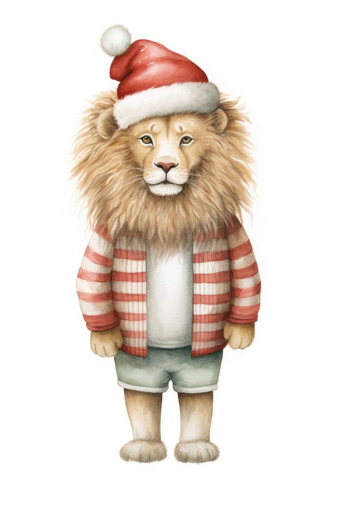 Lion christmas mammal white background representation. AI generated Image by rawpixel.