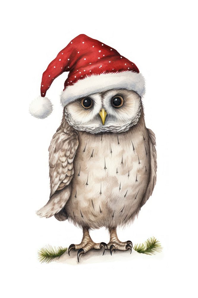 Owl christmas drawing animal sketch. AI generated Image by rawpixel.
