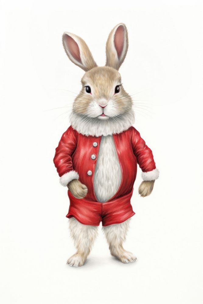 Rabbit christmas figurine drawing rodent. AI generated Image by rawpixel.