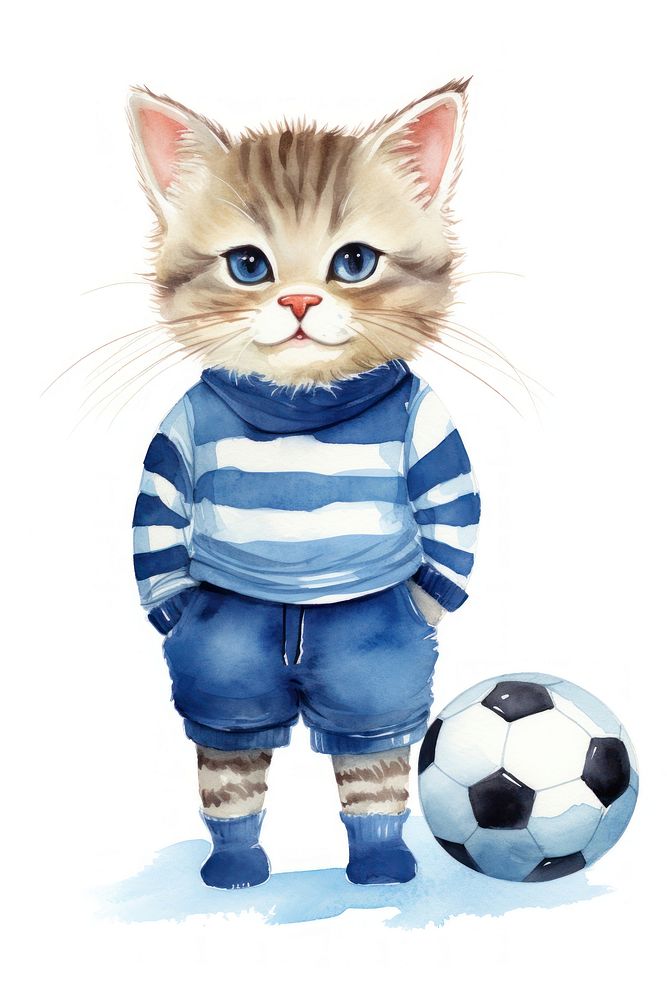 A cat wearing sport wear playing football sports portrait mammal. AI generated Image by rawpixel.
