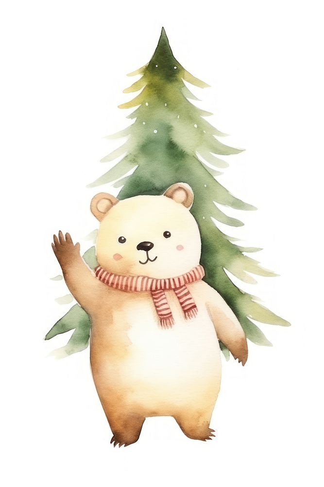 Christmas animal cartoon mammal bear. AI generated Image by rawpixel.